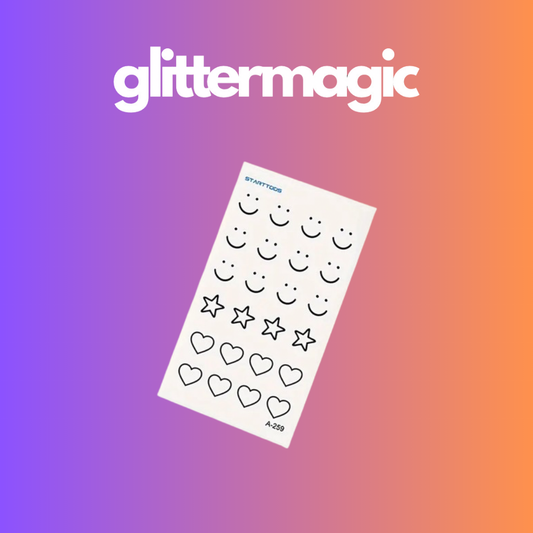 Laikina tatuiruotė "Šypsena, žvaigždė ir širdelė"