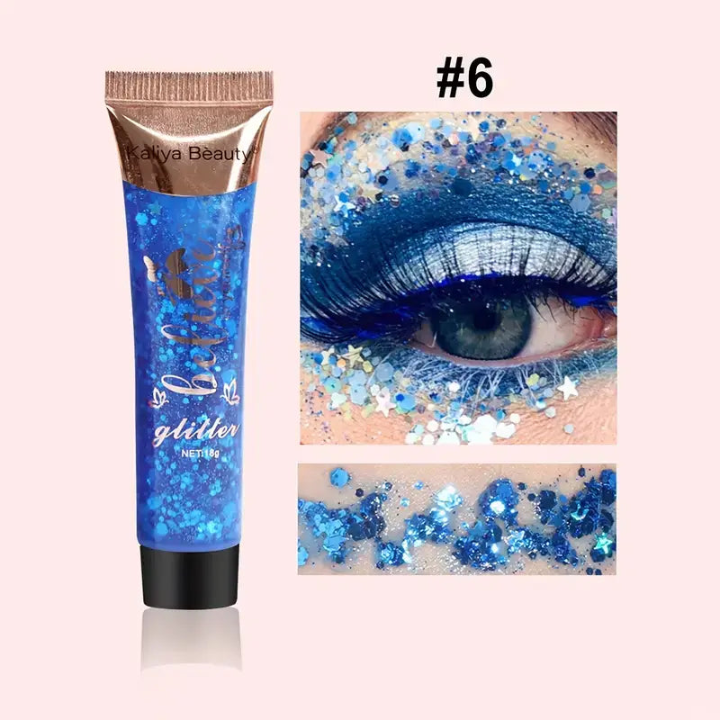 Melyni gelio pagrindo veido, kuno ir plauku blizguciai